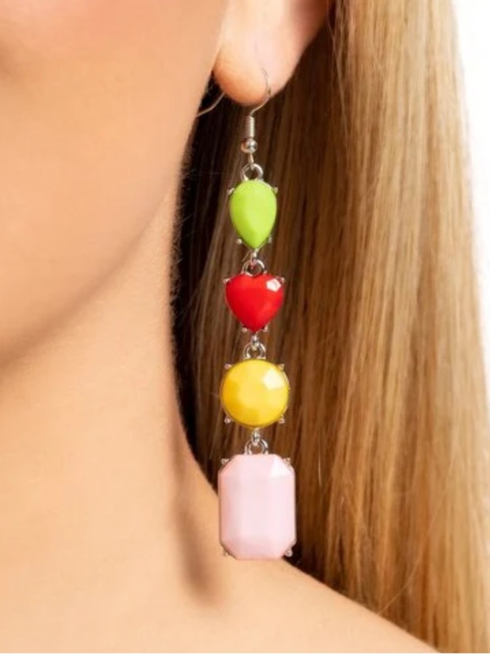 🔴🟨🩷🟢 “AESTHETIC ASSORTMENT” RED DROP EARRINGS ~ PAPARAZZI❗️ 🔴🟨🩷🟢